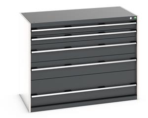 cubio drawer cabinet with 5 drawers. WxDxH: 1300x750x1000mm. RAL 7035/5010 or selected Bott New for 2022